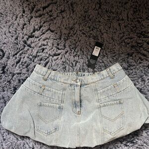 Fashion Nova Light Blue mini Denim bubble Skirt